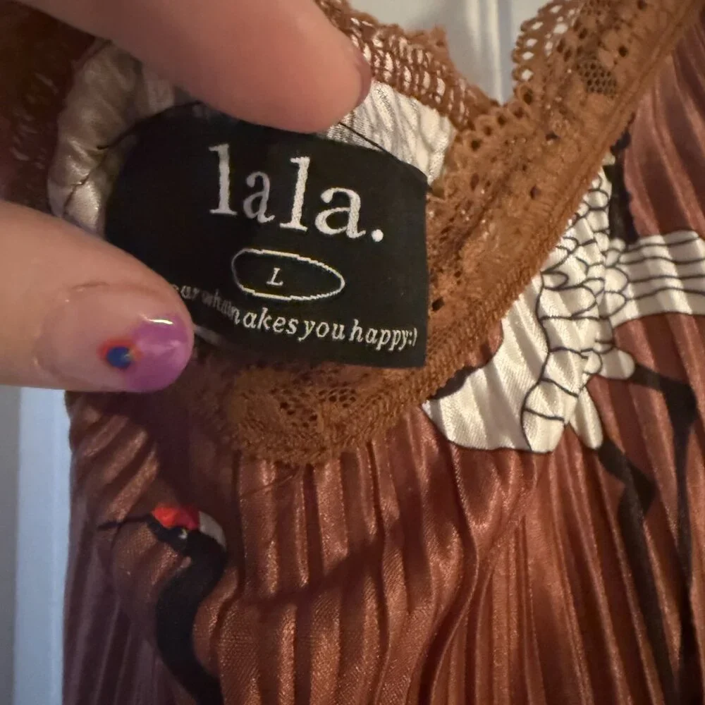 EUC Dressed in Lala Money Honey Plisse Slip Dress - Picture 2 of 3